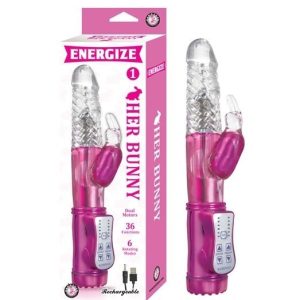Vibrador Doble Estimulación con Cuentas Giratorias Energize Her Bunny 1 Rosa