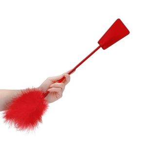 Fusta de Piel Rojo Crop With Feather