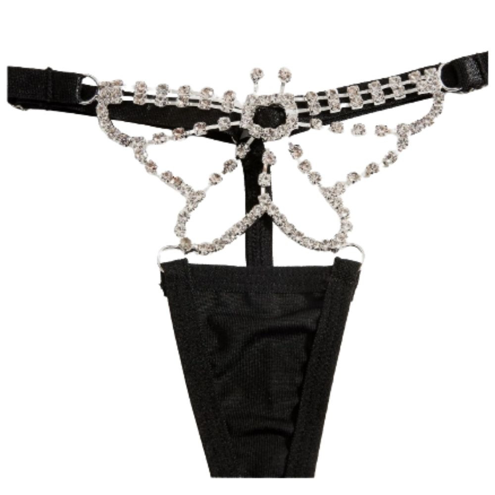 Tanga Con Diseño De Diamante Mariposa Delantera