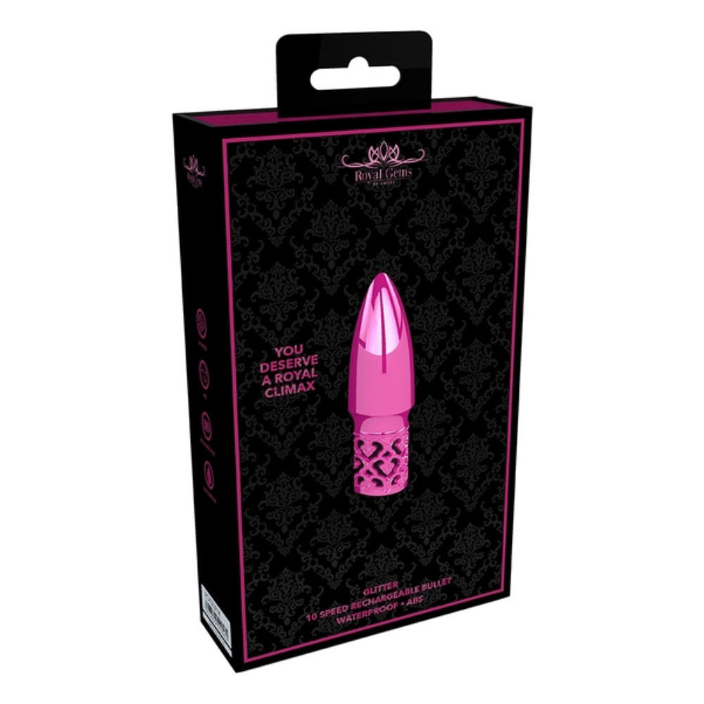 GLITTER RECHARGEABLE ABS BULLET PINK