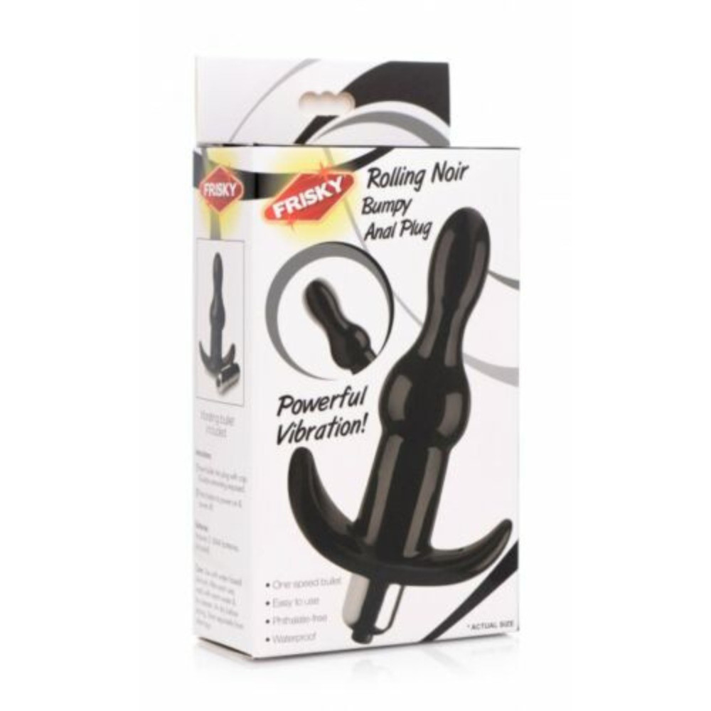 FR VIBRATING BEADED BUTT PLUG BLACK